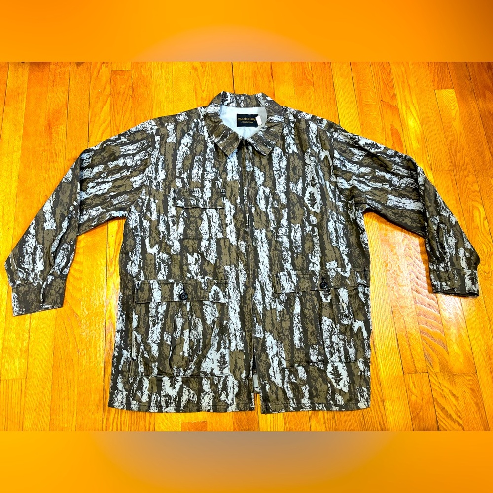 Vintage Charles Daly Zip-Up Camo Bark Hunting Shirt